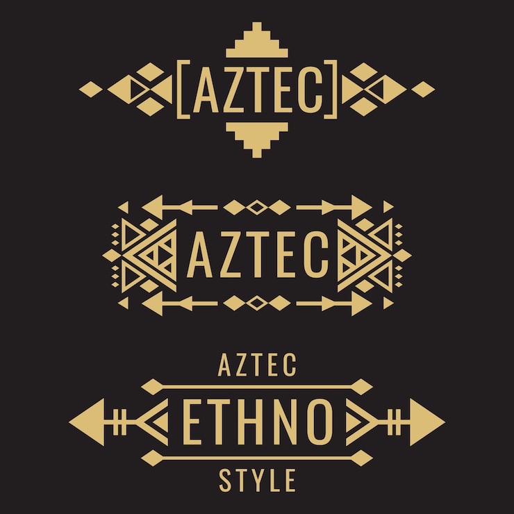 Vector tribal aztec mexican ornaments