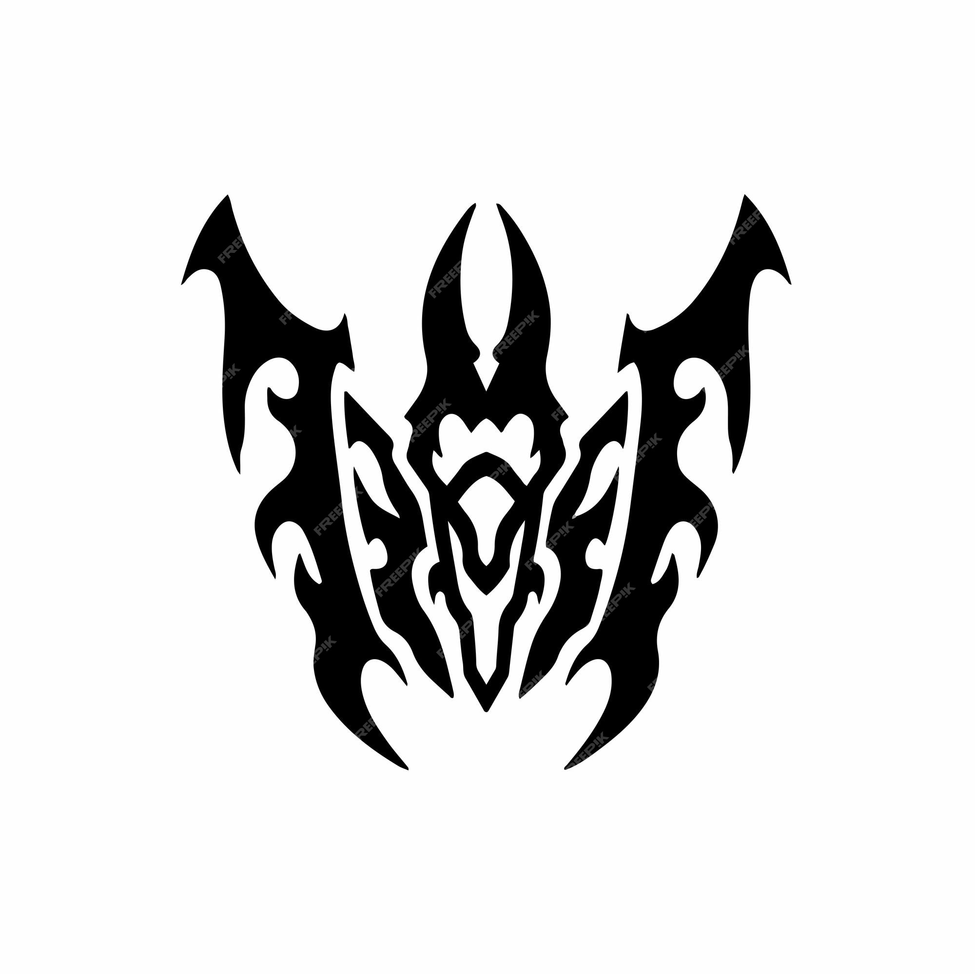 Bat and symmetric tribals Royalty Free Vector Image