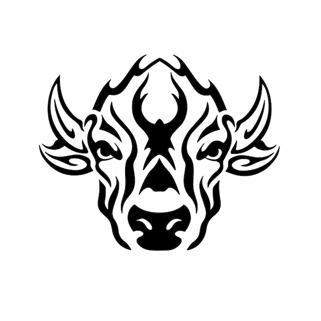 Tribal bull head logo tattoo design stencil vector illustration