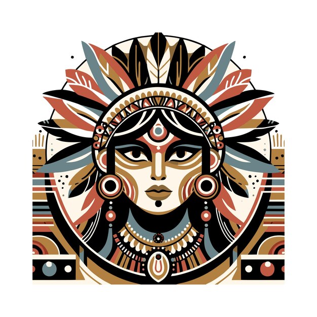 tribal chief flat vector design in art nouveau style
