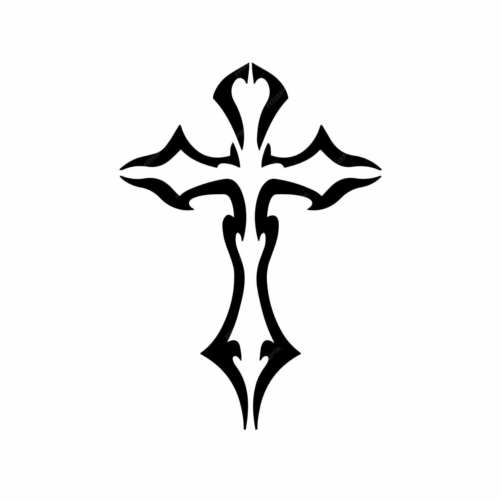 Premium Vector | Tribal christian cross logo tattoo design stencil ...