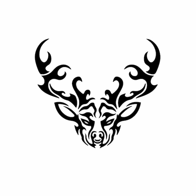 Tribal deer logo tattoo design stencil vector illustration