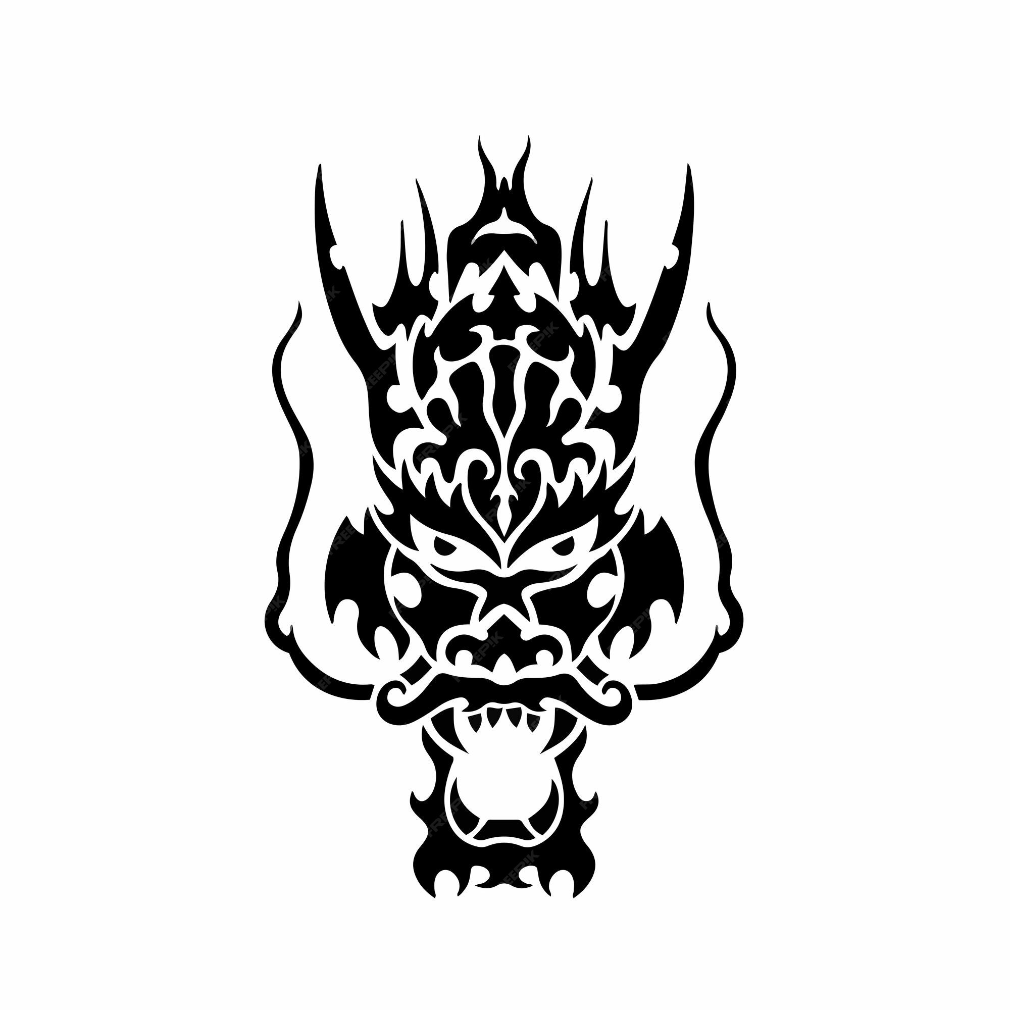 Premium Vector  Dragon head logo on white background.tribal stencil tattoo  design concept.flat vector illustration