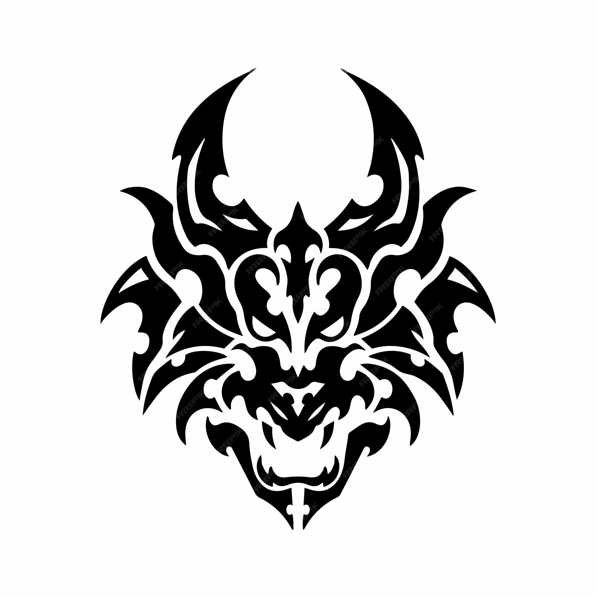 Premium Vector  Dragon head logo on white background.tribal stencil tattoo  design concept.flat vector illustration