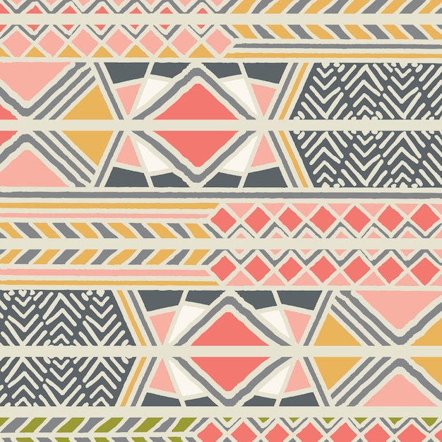 Tribal ethnic colorful bohemian pattern with geometric elements, african mud cloth, tribal design