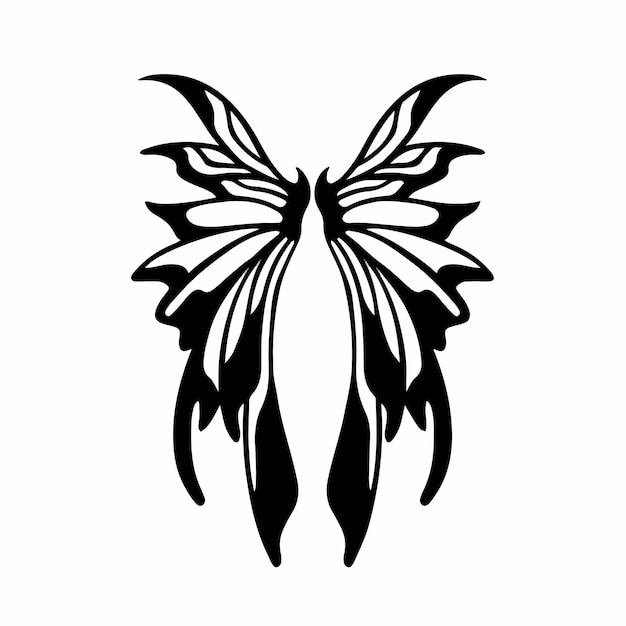 Vettore tribal fairy wings logo tattoo design stencil vector illustration