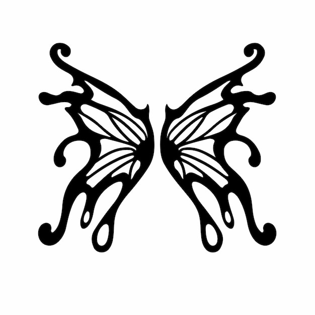 部族の妖精の翼のロゴタトゥーデザインステンシルベクトル図