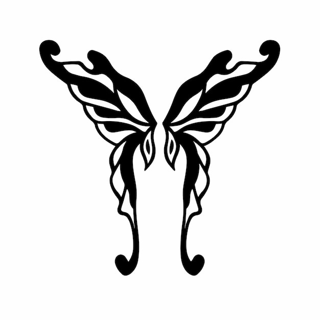 Tribal fairy wings logo tattoo design stencil vector illustration