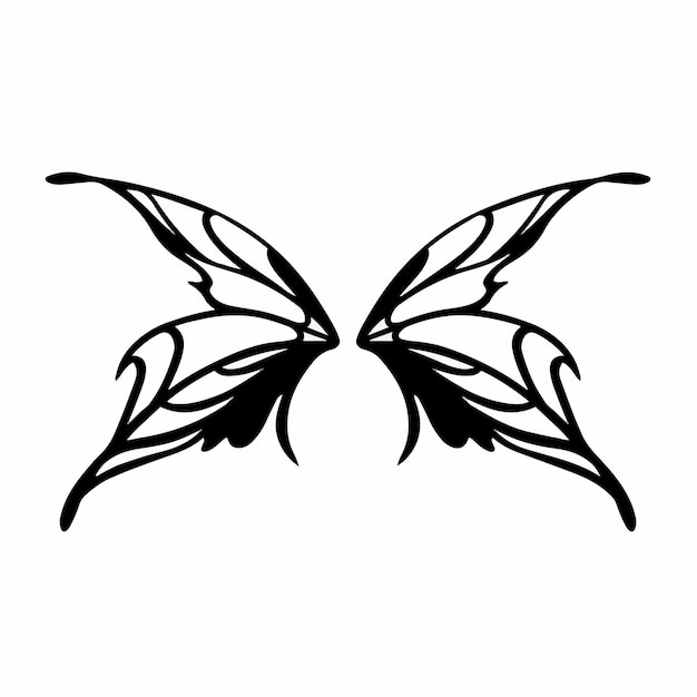 Tribal fairy wings logo tattoo design stencil vector illustration