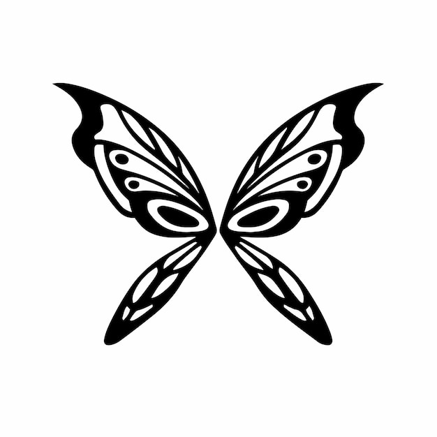 Tribal fairy wings logo tattoo design stencil vector illustration