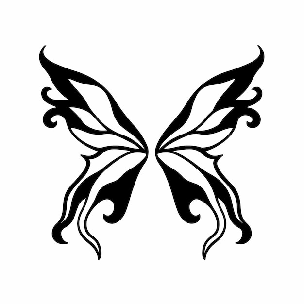 Vector tribal fairy wings logo tattoo design stencil vector illustration