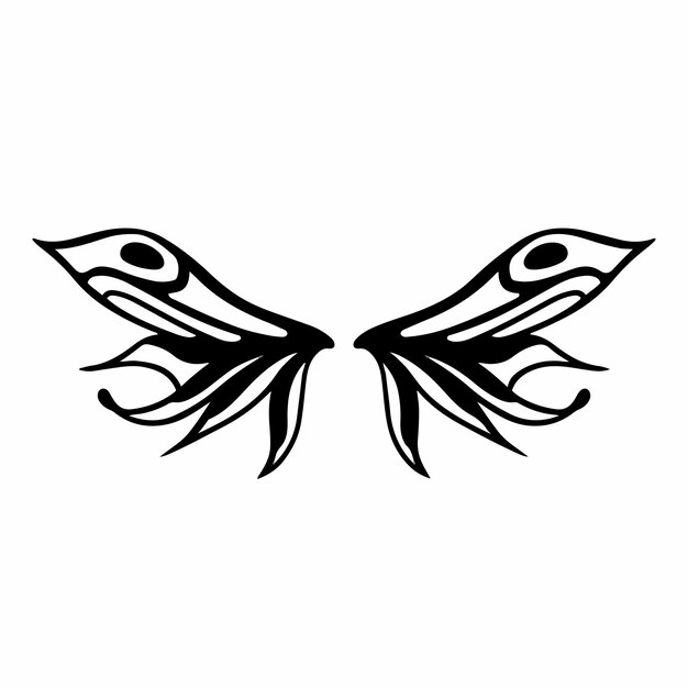 Tribal Fairy Wings Logo Tattoo Design Stencil Vectorillustratie