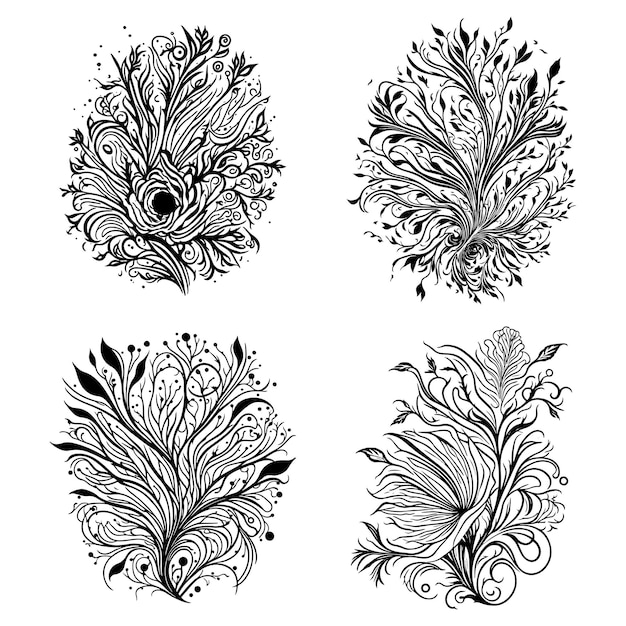 Tribal Flower Design Vector Gorgeous Detailed Flower Vector Illustration