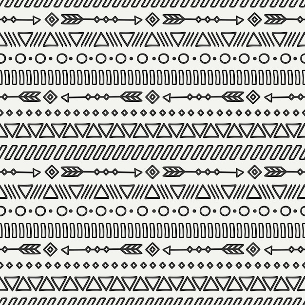 Tribal hand drawn line mexican ethnic seamless pattern