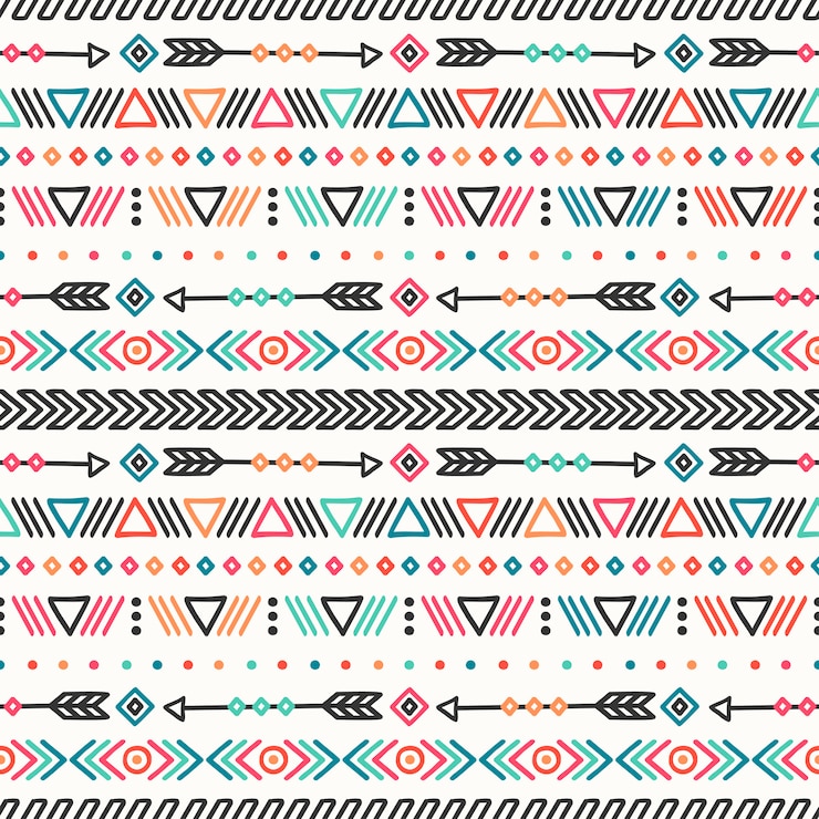 Vector tribal hand drawn line mexican ethnic seamless pattern.