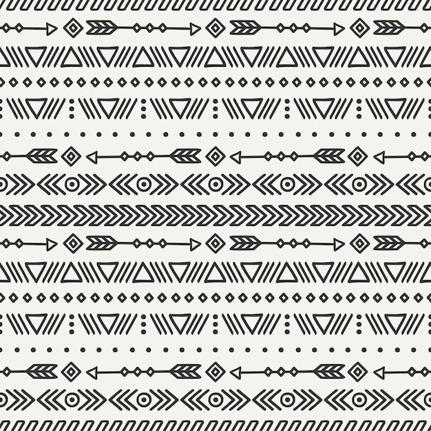 Tribal hand drawn line mexican ethnic seamless pattern.