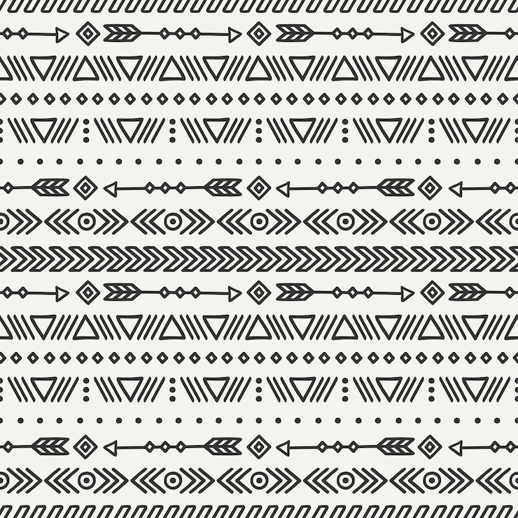 Vector tribal hand drawn line mexican ethnic seamless pattern.