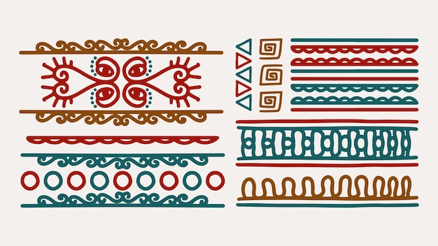 Tribal hand drawn motif set Vector illustration objects Abstract symbol element drawing