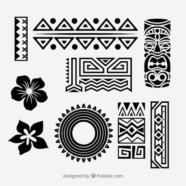 Vector tribal hawaiian icon vector set