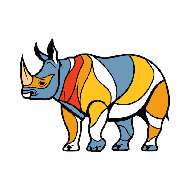 Vector tribal illustration of a rhinoceros