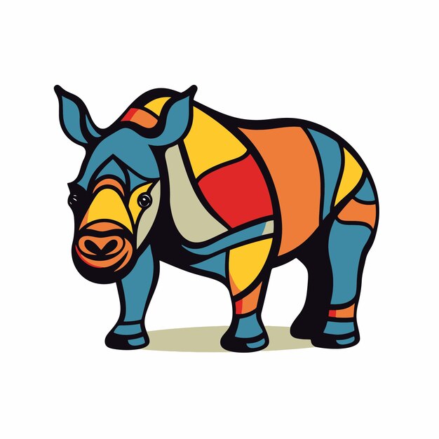 Vector tribal illustration of a rhinoceros