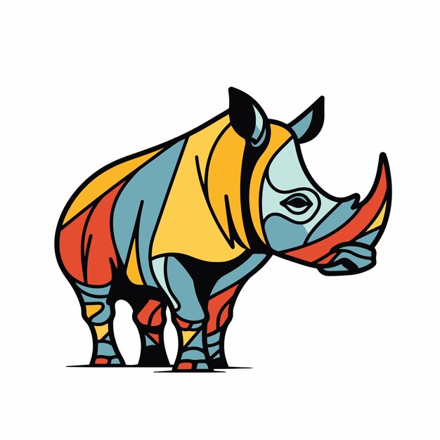 Vector tribal illustration of a rhinoceros