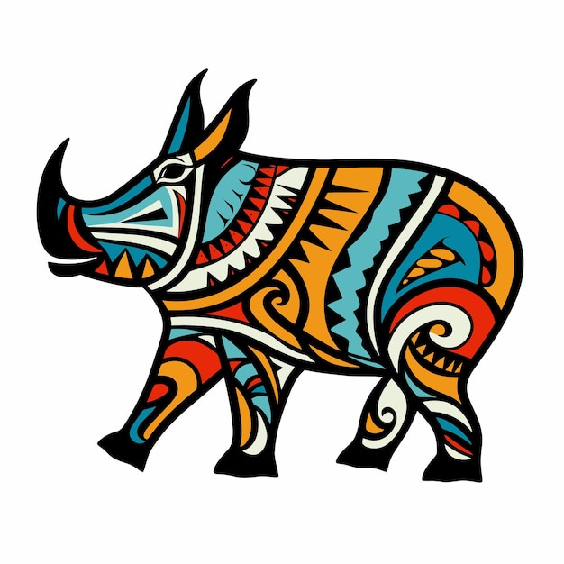 Vector tribal illustration of a rhinoceros
