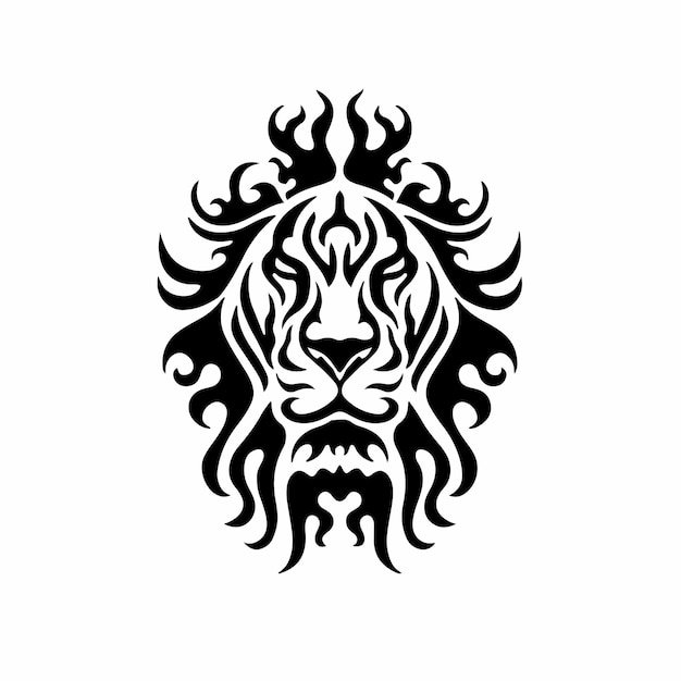 Tribal leeuwenkop logo tattoo design stencil vectorillustratie