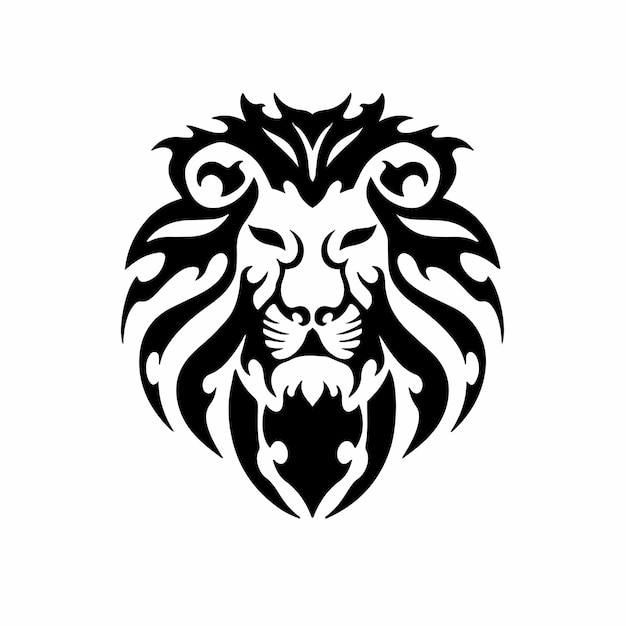 Tribal lion head logo tattoo design stencil vector illustration