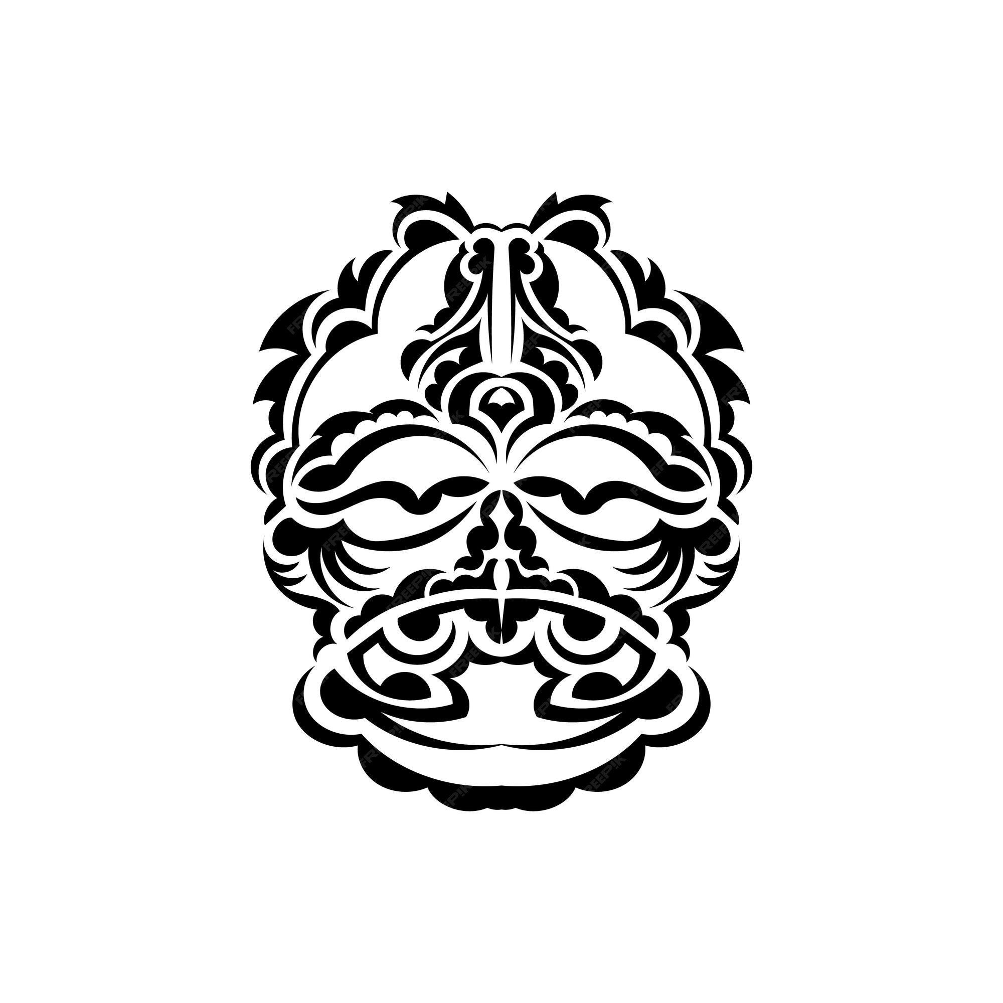 Premium Vector | Tribal mask monochrome ethnic patterns black tattoo in maori style isolated hand drawn vector illustration Premium Vector | Tribal mask monochrome ethnic patterns black tattoo in maori style isolated hand drawn vector illustration