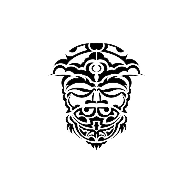 Tribal mask Monochrome ethnic patterns Black tattoo in samoan style Isolated on white background Vector