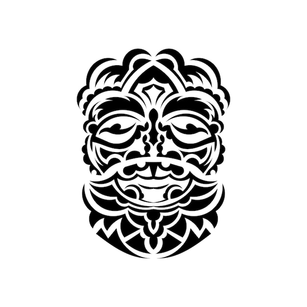 Maschera tribale motivi etnici monocromatici tatuaggio nero nello stile delle antiche tribù illustrazione vettoriale disegnata a mano isolata