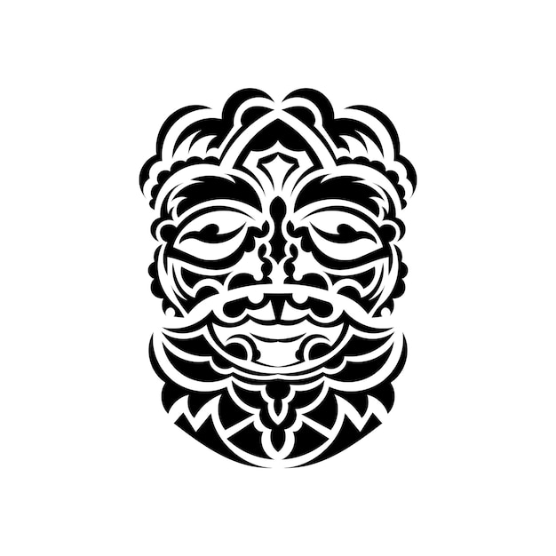 Tribal mask Monochrome ethnic patterns Black tattoo in the style of the ancient tribes Isolated Hand drawn vector illustration