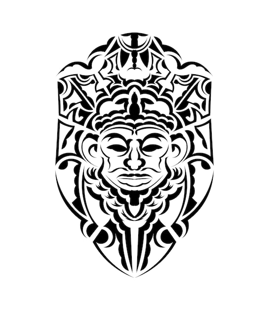 Tribal mask monochrome ethnic patterns black tattoo in the style of the ancient tribes isolated vector illustration