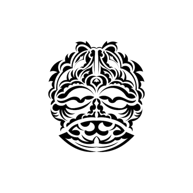 Vector tribal mask monochrome ethnic patterns black tattoo in the style of the ancient tribes isolated on white background vector