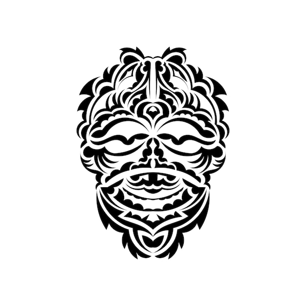 Maschera tribale simbolo totem tradizionale tatuaggio nero in stile samoano vettore isolato