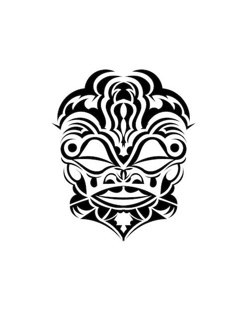 Vector tribal mask traditional totem symbol black tattoo in the style of the ancient tribes black and white color flat style vector