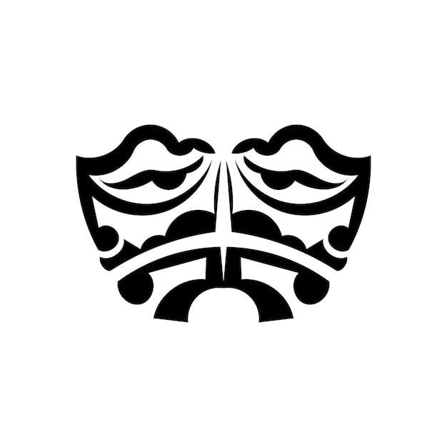 Maschera tribale simbolo totem tradizionale tatuaggio tribale nero isolato illustrazione vettoriale disegnata a mano