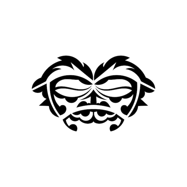 Tribal mask Traditional totem symbol Black tribal tattoo Isolated on white background Hand drawn vector illustration