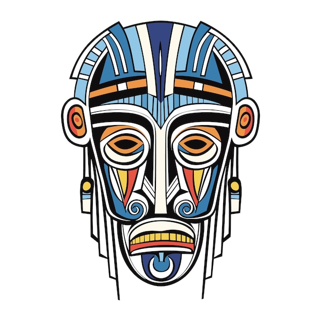 T シャツ デザイン ステッカーと壁アートの分離背景部族マスクの部族マスク ベクトル図