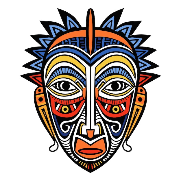 Tribal mask vector illustration on isolated background tribal masks for tshirt design sticker and wall art