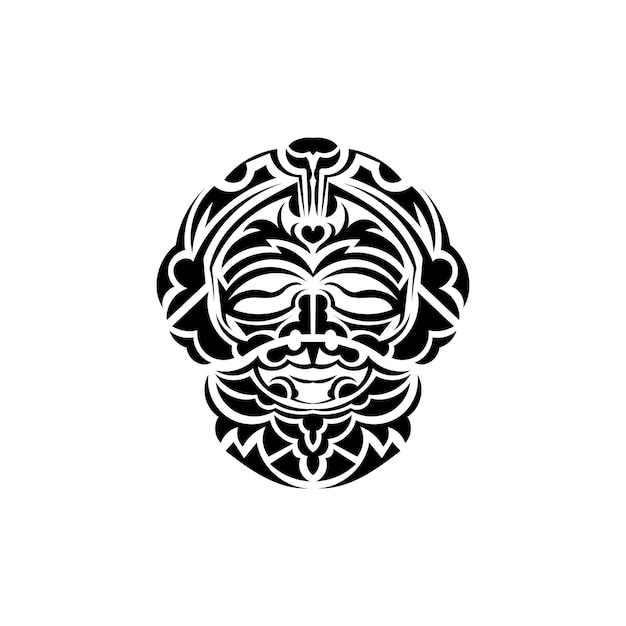 Tribal masker Traditioneel totemsymbool Zwarte tatoeage in Maori-stijl Geïsoleerde handgetekende vectorillustratie