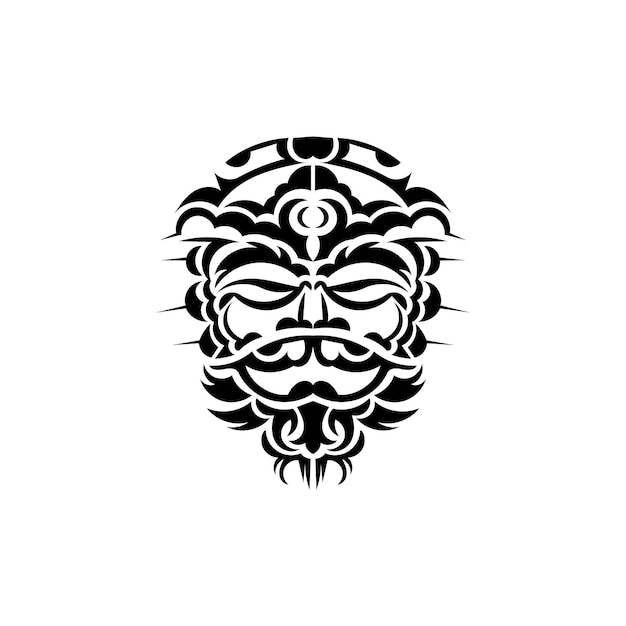 Tribal masker traditioneel totemsymbool zwarte tatoeage in maori-stijl geïsoleerde vector