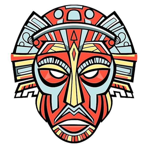 Tribal masker vectorillustratie op geïsoleerde achtergrond tribale maskers voor tshirt ontwerp sticker en kunst aan de muur