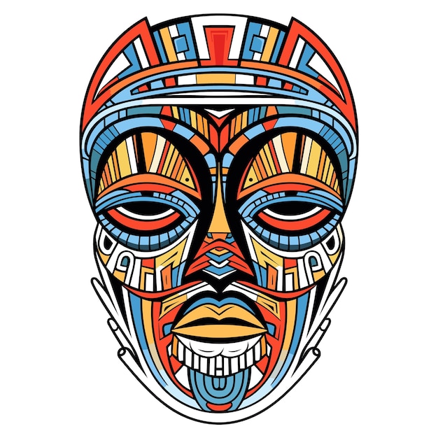 Tribal masker vectorillustratie op geïsoleerde achtergrond tribale maskers voor tshirt ontwerp sticker en kunst aan de muur