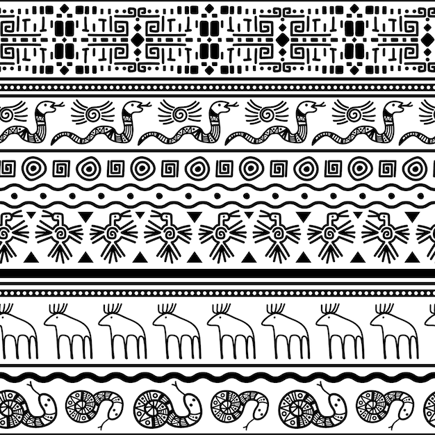 Tribal mexicaans naadloos patroon. vector bloemen en dieren textiel mexico of afrikaanse modedruk