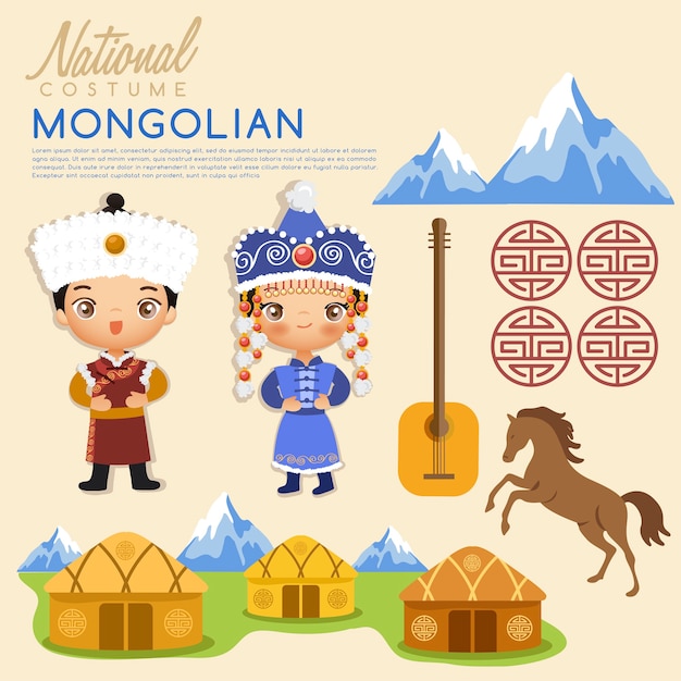 Tribal mongolian traditional costumes.