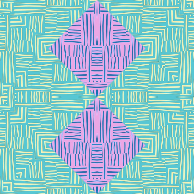 Племенная мозаика бесшовный узор Абстрактная геометрическая этническая плитка Креативный винтажный орнамент