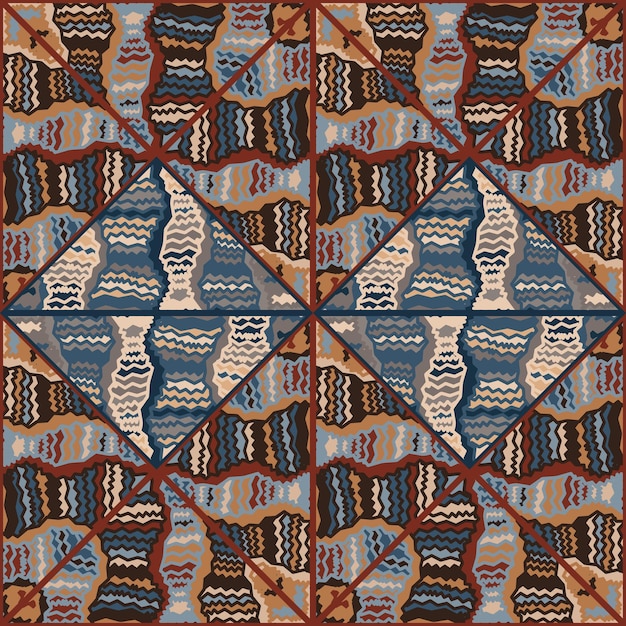 Piastrella a mosaico tribale schema di sfondo senza giunture scarabocchio astratto