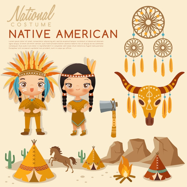 Costumi tradizionali tribali dei nativi americani.